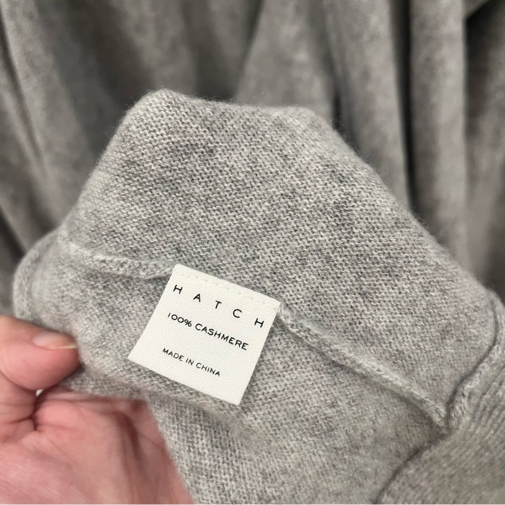 SOLD NWT Hatch 100% Cashmere Knit Airplane Cardigan Heather Gray Long Duster - Picture 9 of 12